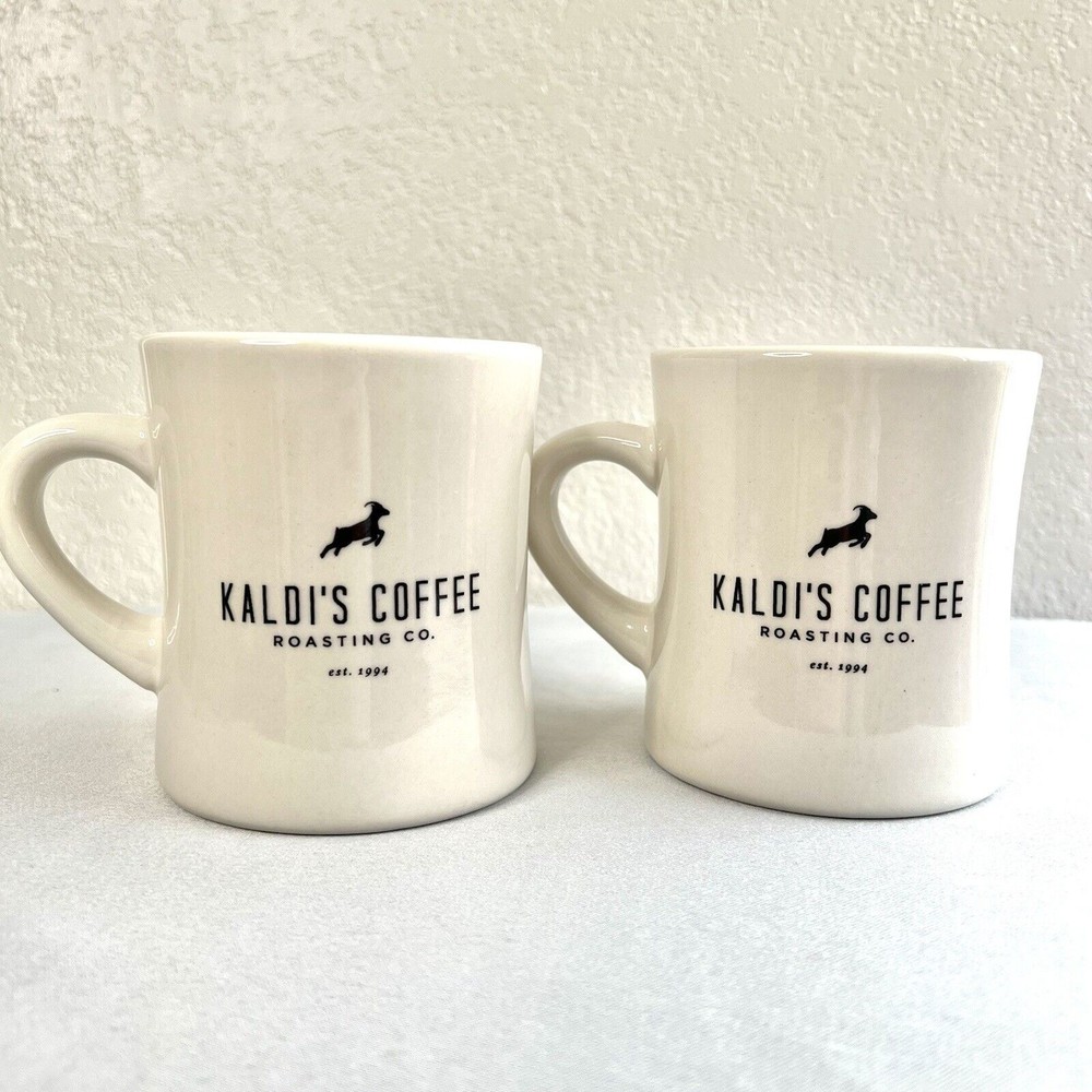 Set Pair of Kaldi’s Coffee Diner Mugs White Cream Heavy Ram St. Louis Mug